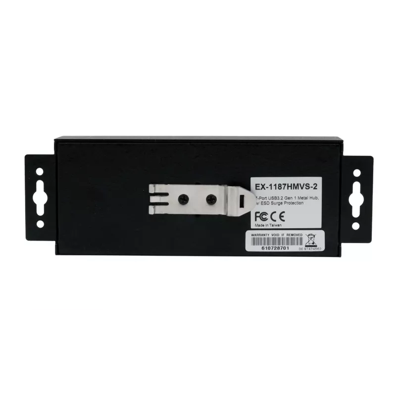 EXSYS USB 3.2 Gen1 7-poorts industriële hub met DIN-railkit en 15kV ESD-beveiliging (EX-1187HMVS-2)