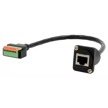 EXSYS EX-49161 D-type RJ45-bus naar 8-pins klemmenblok adapter met drukknop, CAT.5e, 20 cm
