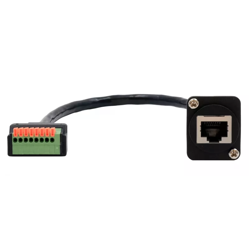 EXSYS EX-49161 D-type RJ45-bus naar 8-pins klemmenblok adapter met drukknop, CAT.5e, 20 cm