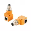 EXSYS EX-49502 M12 A-gecodeerde 8-polige stekker naar RJ45-bus 90° Industrial Ethernet-adapter