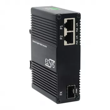 EXSYS EX-60344 2-poorts PoE++ mediaconverter 90W, SFP, -40°C tot +80°C