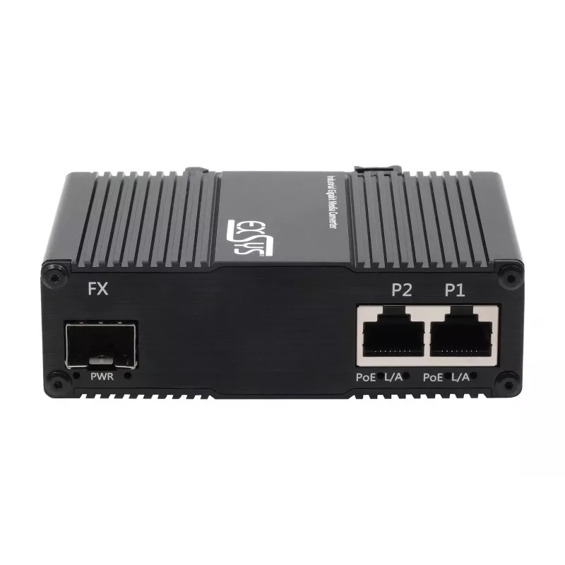 EXSYS EX-60344 2-poorts PoE++ mediaconverter 90W, SFP, -40°C tot +80°C