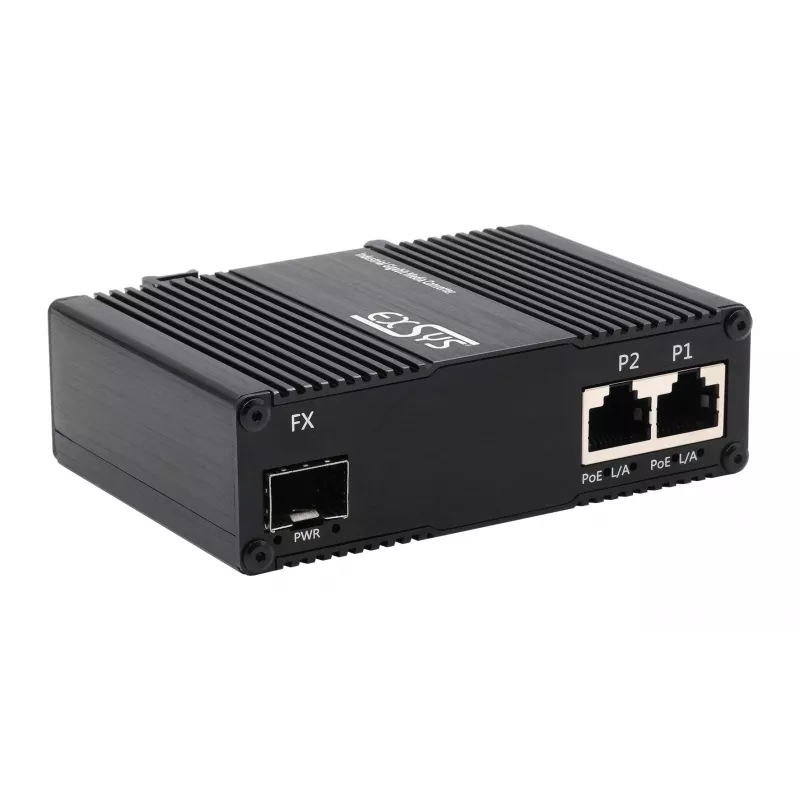 EXSYS EX-60344 2-poorts PoE++ mediaconverter 90W, SFP, -40°C tot +80°C
