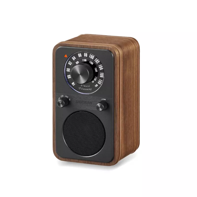 Sangean WR-9 draagbare FM-radio, behuizing van echt walnotenhout, vintage-design, Bluetooth, 8W