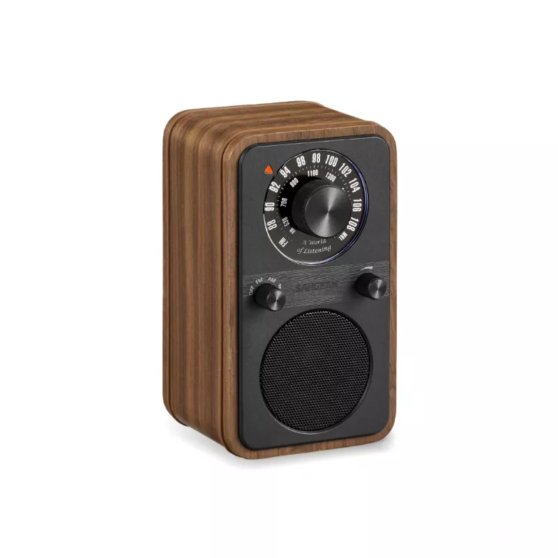 Sangean WR-9 draagbare FM-radio, behuizing van echt walnotenhout, vintage-design, Bluetooth, 8W