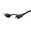 EXSYS EX-K1404 2-in-1 naar 3-in-1 USB-C/A naar USB-C/Micro B/Lightning nylon gevlochten multi-oplaad- en datakabel, 1,2m, zwart