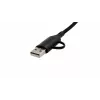EXSYS EX-K1404 2-in-1 naar 3-in-1 USB-C/A naar USB-C/Micro B/Lightning nylon gevlochten multi-oplaad- en datakabel, 1,2m, zwart