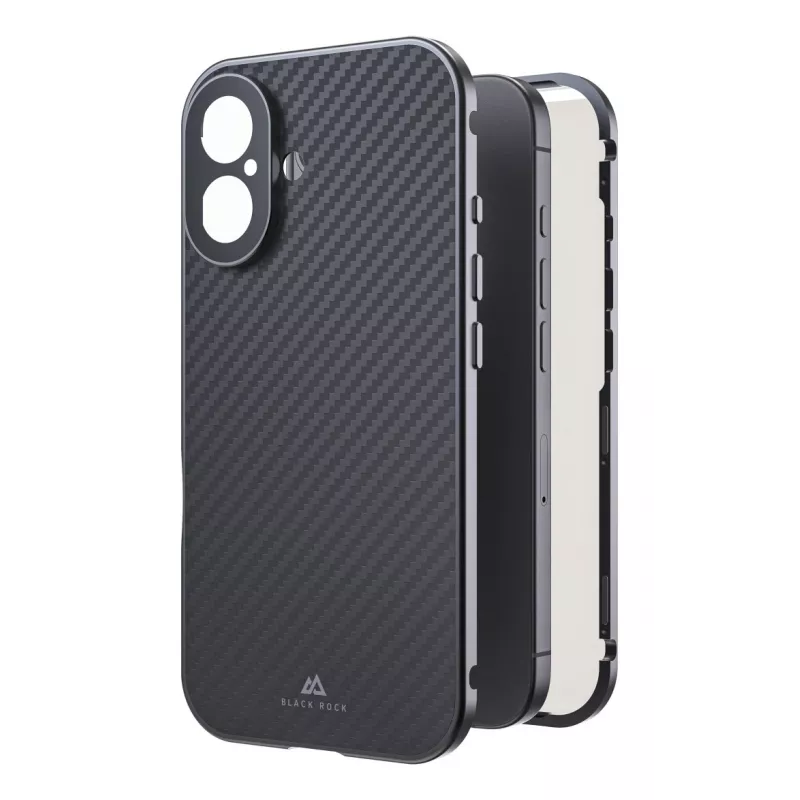 Black Rock Cover 360° glas voor Apple iPhone 16, echt carbon (00228085)