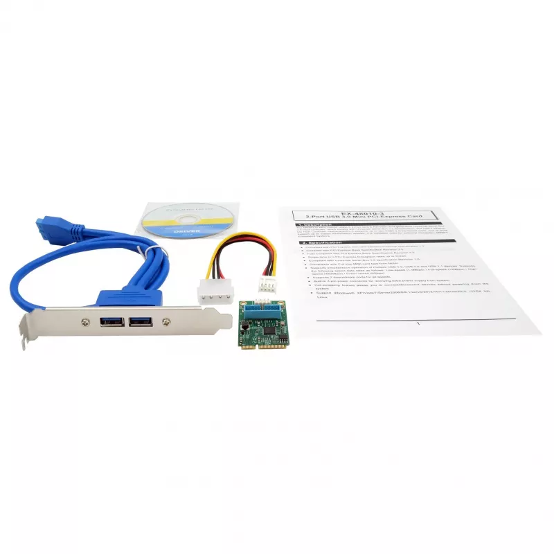 EXSYS EX-48010-3 Mini PCIe USB 3.2 Gen 1 kaart met 2 aansluitingen (NEC)
