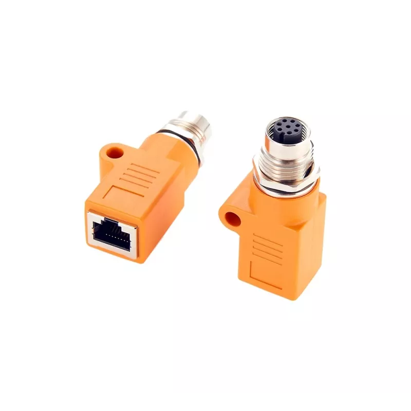 EXSYS EX-49501 industriële M12 A-gecodeerde 8-polige bus naar RJ45 bus adapter, Gigabit Ethernet, IP67