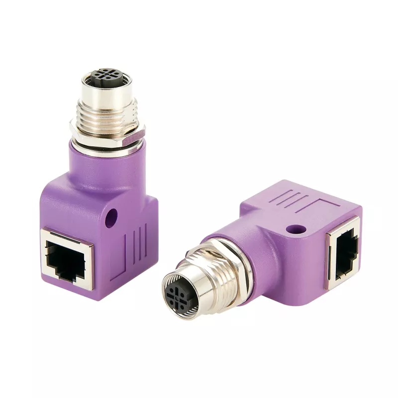 EXSYS EX-49523 M12 D-Code 4-pin bus naar RJ45 bus 90° industriële Ethernet-adapter