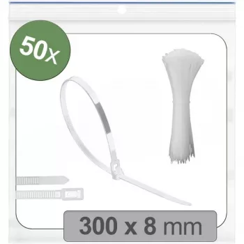 Quadrios 25CA713 losmaakbare kabelbinder 300 x 8 mm wit UV-gestabiliseerd 50-pack