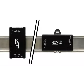 EXSYS EX-1502HMVS Industriële 1-poorts USB-C 3.2 Gen 1 naar USB-A-adapter met 15KV ESD-overspanningsbeveiliging, DIN-railmontage, 9-48V DC