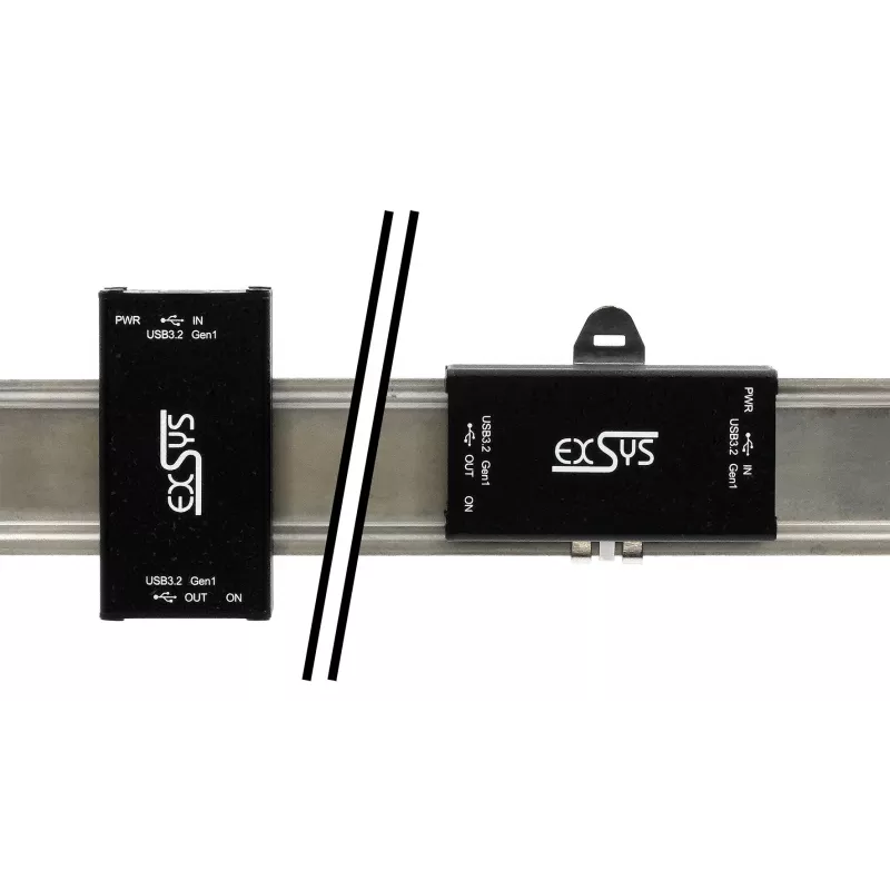 EXSYS EX-1502HMVS Industriële 1-poorts USB-C 3.2 Gen 1 naar USB-A-adapter met 15KV ESD-overspanningsbeveiliging, DIN-railmontage, 9-48V DC