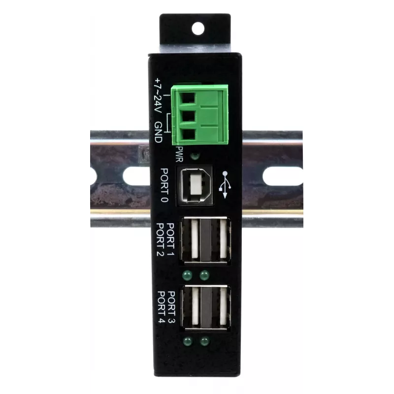 EXSYS EX-1594HMS USB 2.0 4-poorts industriële hub met DIN-railkit