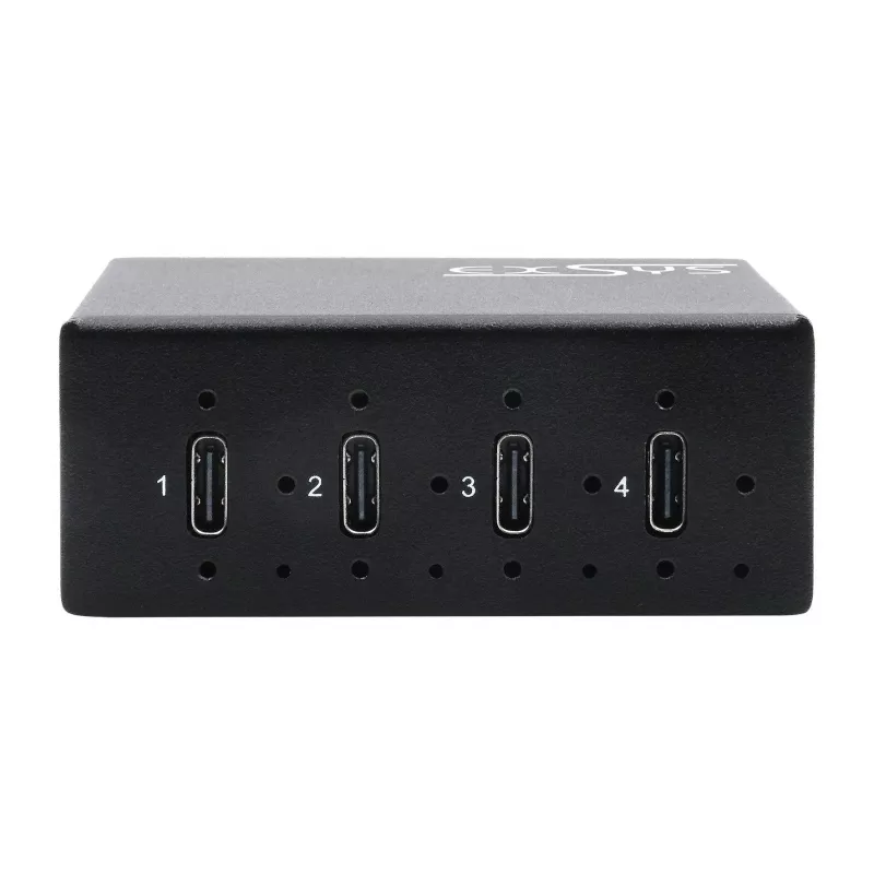 EXSYS EX-12274HMS USB 3.2 Gen 2x1 4-poorts industriële metaal-hub, 10Gbps, 15KV ESD, wand-/DIN-railmontage