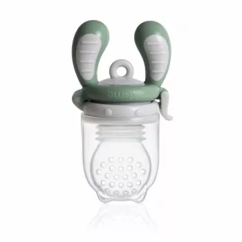 Kidsme Food Feeder Large grijs - baby fruit- & groente nibbler, 6+ maanden, siliconen zakje, BPA-vrij