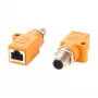 EXSYS M12 A-gecodeerd 8-polig stekker naar RJ45 bus afgeschermde adapter, IP67, Gigabit, PoE EX-49500