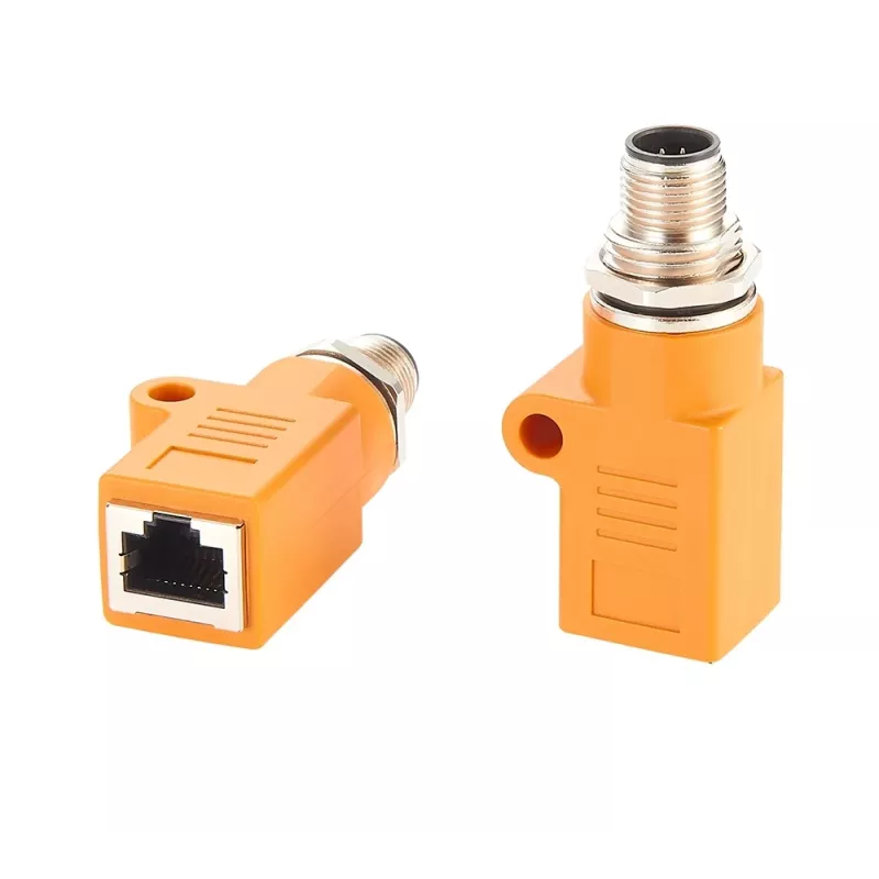 EXSYS M12 A-gecodeerd 8-polig stekker naar RJ45 bus afgeschermde adapter, IP67, Gigabit, PoE EX-49500