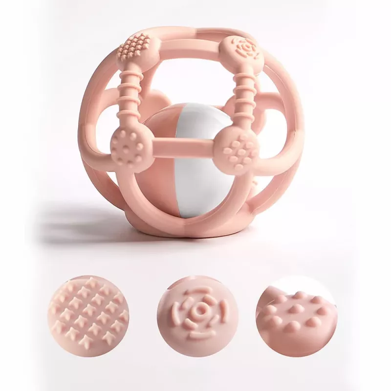 Kidsme siliconen bijtbal, roze