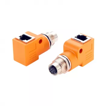 EXSYS M12 A-gecodeerd 8-polig bus naar RJ45 bus 90° adapter EX-49503