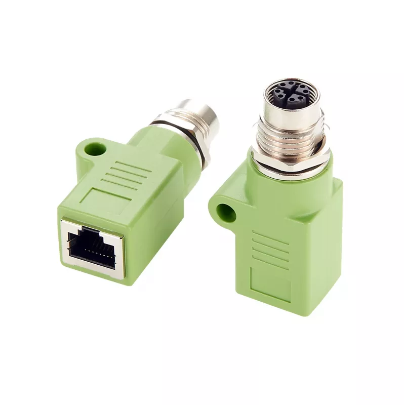 EXSYS M12 X-coded 8-pin female naar RJ45 female adapter, 10Gbps, IP67, vernikkeld messing EX-49541