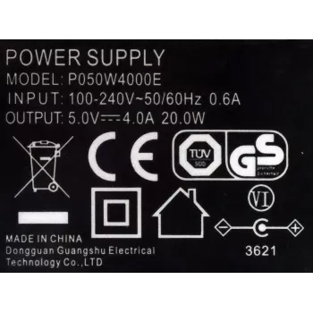 EXSYS 5V 4A 20W AC/DC voeding met 5,5mm DC-holplug (EX-6982)