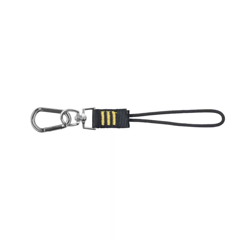 C.K Tools T8007 gereedschapsveiligheidskabel met D-ring en wartel, verstelbare lus, 5 kg max. belasting, 1,2 m, zwart/geel