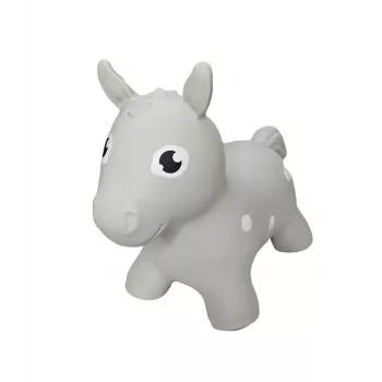 Gerardo's Toys grijs springpaard speeldier voor kinderen vanaf 12 maanden, opblaasbare springer met pomp, ondersteunt 50 kg, indoor & outdoor