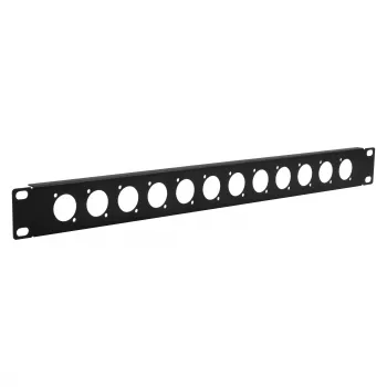 EXSYS EX-49298 19 inch 1U rackpaneel met 12 D-type uitsparingen, zwart
