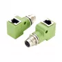 EXSYS EX-49543 M12 X-coded 8-polig bus naar RJ45 bus 90° adapter, 10GbE, IP67