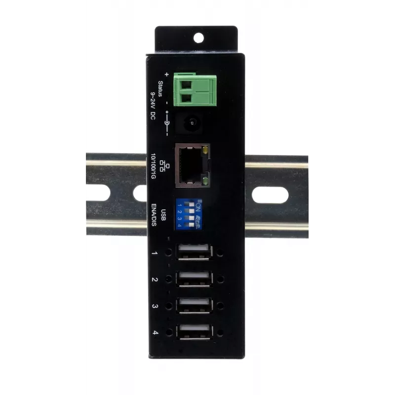 EXSYS EX-6003HMVS-POE-ON 4-poorts USB 2.0 via Gigabit Ethernet server met PoE, 15KV ESD-beveiliging