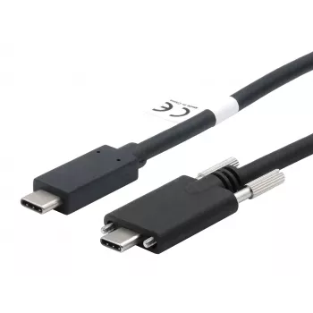 EXSYS USB-C naar USB-C 3.2 Gen 2x1 kabel met borgschroeven, 2m, zwart EX-K1591V-2.0