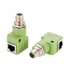 EXSYS M12 X-codering 8-polig stekker naar RJ45 bus 90° industriële Ethernet-adapter, 10Gbps, IP67, afgeschermd EX-49542