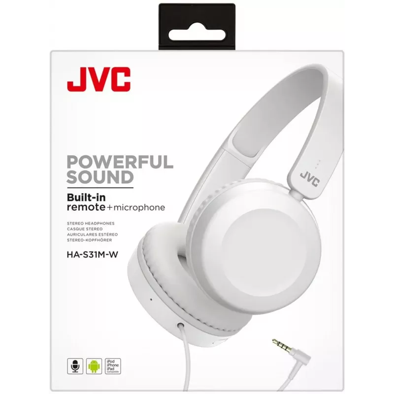 JVC bedrade in-ear oordopjes met microfoon, wit