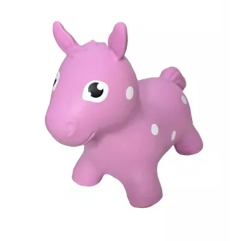 Gerardo's Toys roze springpaard – springend speeldier voor kinderen, duurzaam PVC, 50 kg draagvermogen, 28 cm zithoogte, CE- & EN71-gecertificeerd
