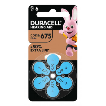 Duracell EasyTab 675 PR44 zink-lucht hoortoestelbatterijen, 6-pack 167346