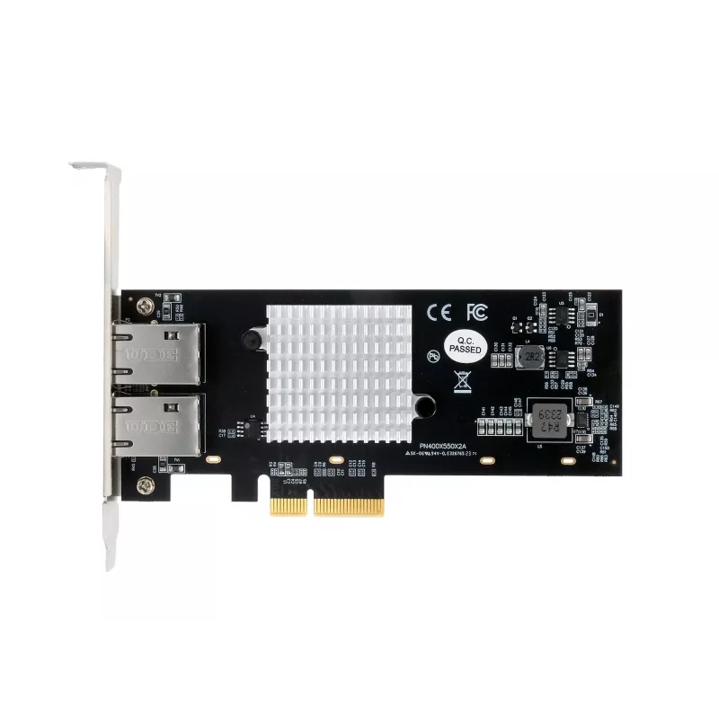 EXSYS Dual 10 Gigabit Ethernet PCIe x4 kaart, Intel X550-AT2, 2x RJ45, low-profile EX-60222