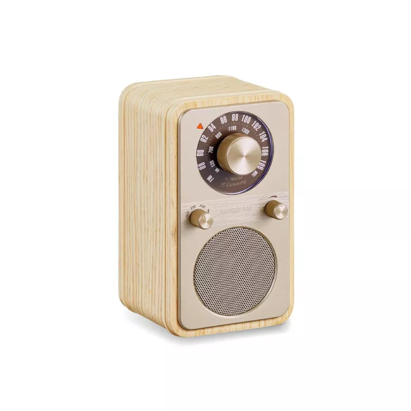 Sangean WR-9 draagbare FM/AM-radio met Bluetooth, behuizing van echt essenhout in wit
