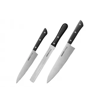 SAMURA Harakiri 3-delige keukenmessenset, zwart handvat