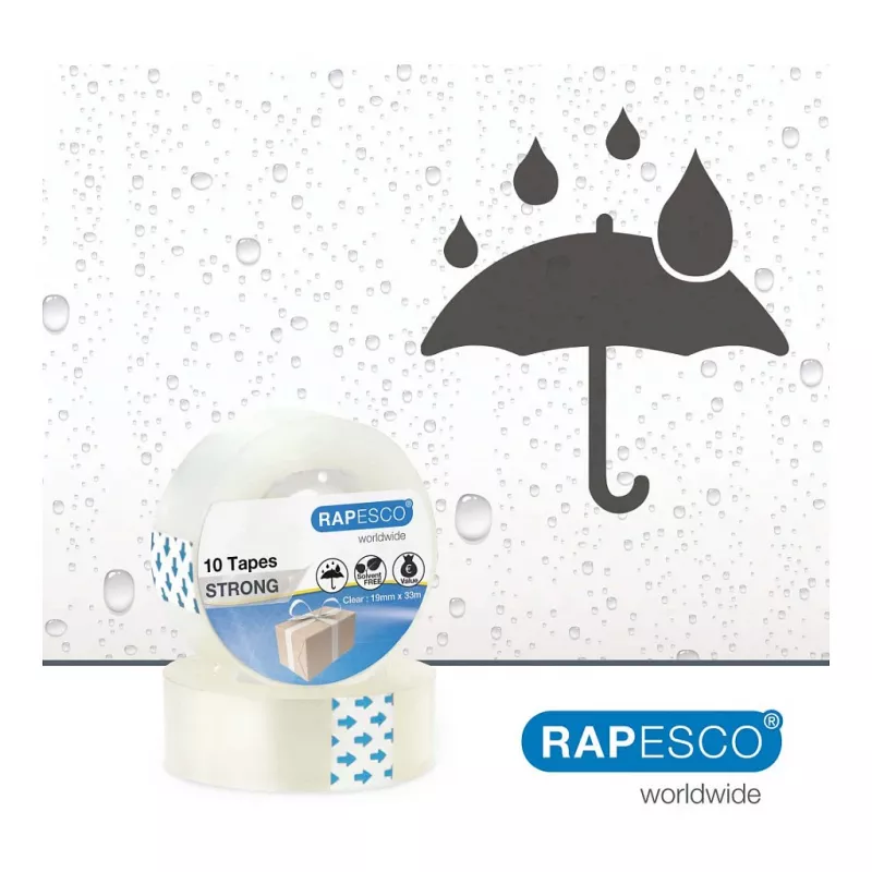 Rapesco 1807 transparant plakband 19mm x 33m, 10 rollen