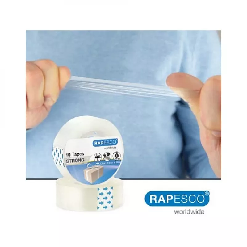 Rapesco 1807 transparant plakband 19mm x 33m, 10 rollen