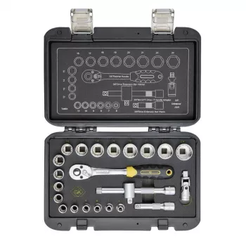 C.K Tools omschakelbare ratel-dopsleutelset metrisch, 23-delig, 3/8 inch (T4661)