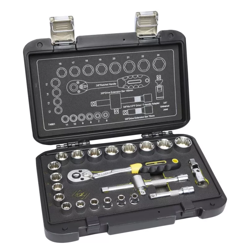 C.K Tools omschakelbare ratel-dopsleutelset metrisch, 23-delig, 3/8 inch (T4661)
