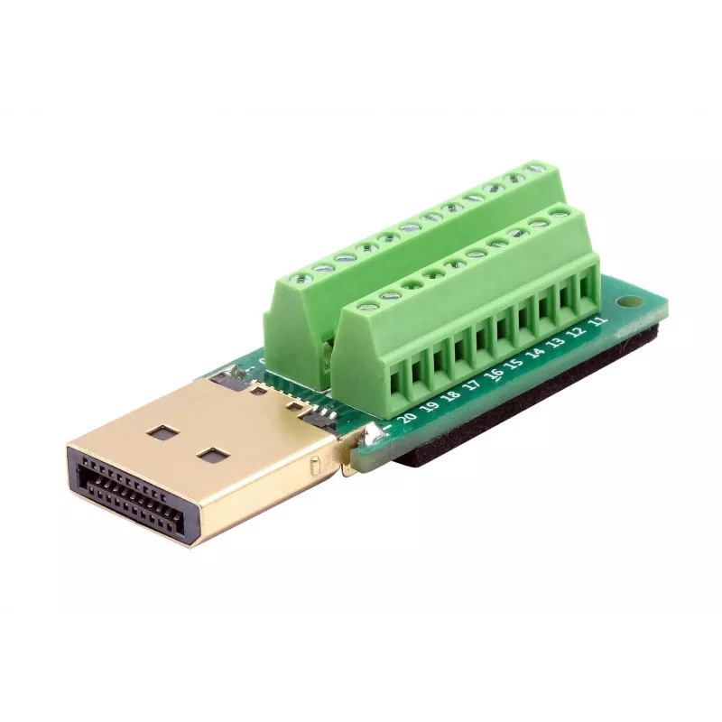 EXSYS EX-49052 DisplayPort stekker naar 20-pin schroefklemmenblok adapter