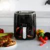 QUIN 4,5L digitale heteluchtfriteuse, 1500W, 80-200°C, 60-min timer, 8 voorinstellingen, zwart