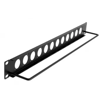 EXSYS EX-49299 19 inch 1U rackpaneel met 12 D-type uitsparingen en kabelmanagementgoot