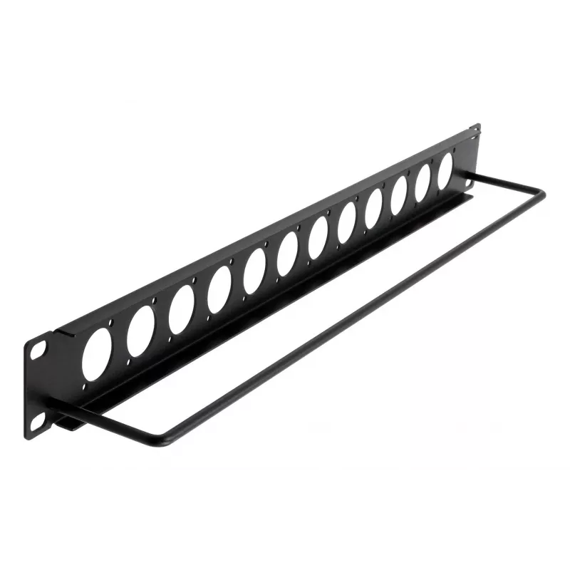 EXSYS EX-49299 19 inch 1U rackpaneel met 12 D-type uitsparingen en kabelmanagementgoot
