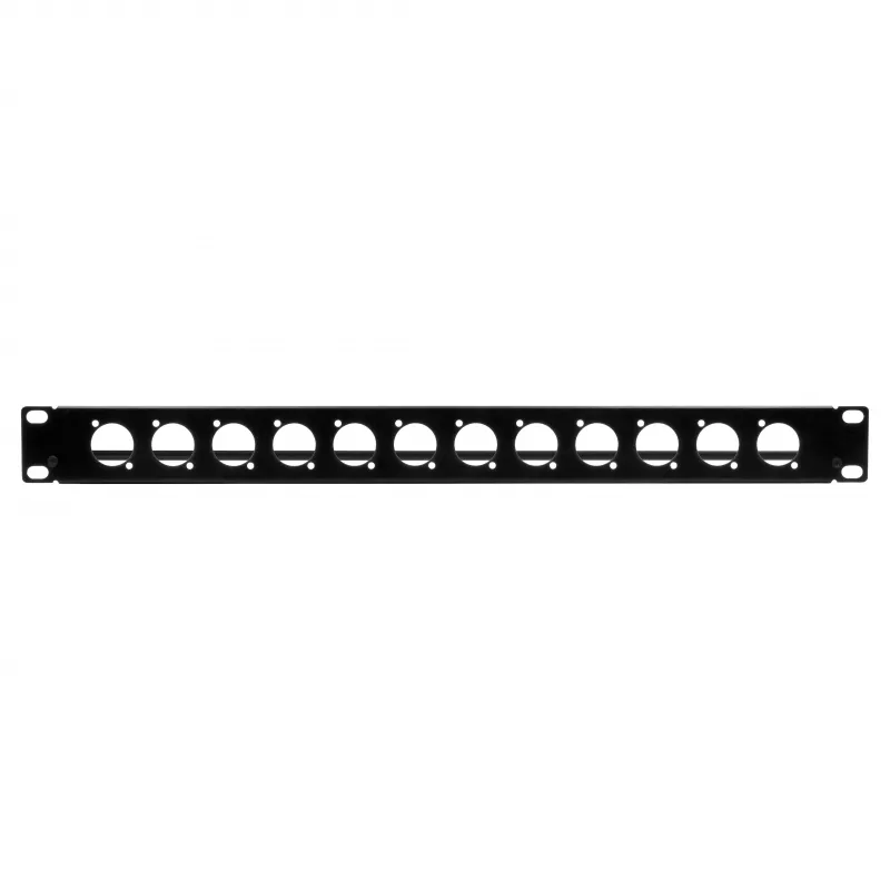 EXSYS EX-49299 19 inch 1U rackpaneel met 12 D-type uitsparingen en kabelmanagementgoot