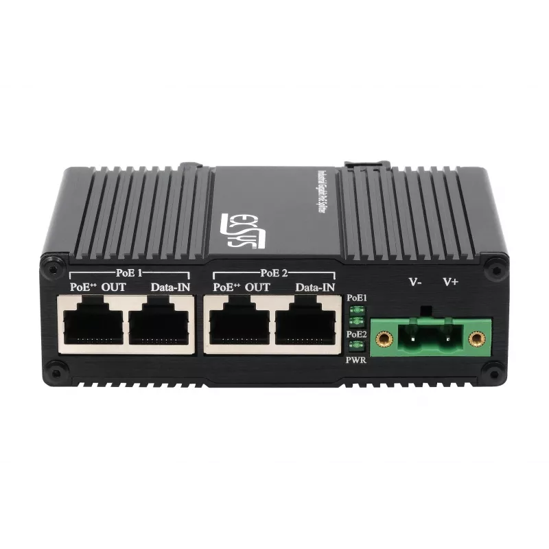 EXSYS 2-poorts PoE++ 10 Gigabit injector 90W, -40°C tot +80°C (EX-60350)